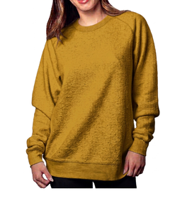 Women Oversized Crew Neck Sweatshirt Sequined Embroidery Badge Solid Color <b>Drop</b>-Shoulder Long Sleeve Knitted Cotton Bamboo Fiber - Product Image 6