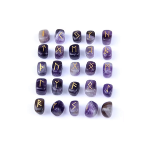 Juego de Runas de Bruja de Amatista Natural, Piedras de Cristal Talladas, Juego de Runas de Adivinación Espiritual, Venta al por Mayor - Product Image 1