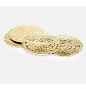 Luxury Metal Coaster Set with Copper Finish for Coffee <b>Table</b> Beverage and Mug <b>Protection</b> Use - Product Image 3
