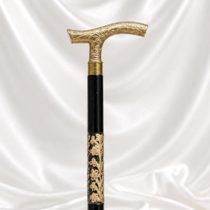 Bastón de Caminar con Mango de Metal Floral, Eje de Madera Negra, Elegante Bastón de Caballero, Bastón Tallado Vintage, Regalo para Hombres, Clásico - Product Image 4