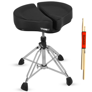 Soporte para Tambor de Acero de 6 Pulgadas 5 Core DS GT BLK-VEL con Respaldo Acolchado Dividido, 4 Patas, Asiento Ajustable, Incluye 2 Baquetas - Product Image 1