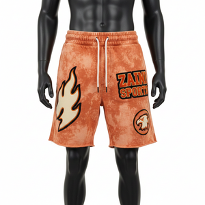 Felpa de algodón cepillado de 300 GSM, lavado ácido, color naranja óxido, lavado vintage, logotipo personalizado impreso. - Product Image 6