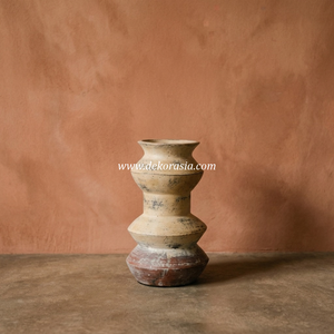 Jarrón de Terracota Rústico Art Deco, Macetero de Cerámica Escalonado, Florero de Mesa, Decoración Asia Indonesia - Product Image 6