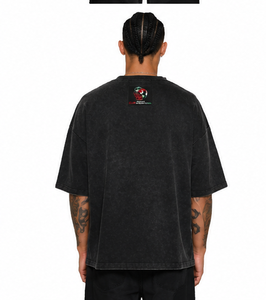 T-shirt en coton tricoté 100 % personnalisé pour homme, 250 g/m², poids lourd, délavé à l'acide, style vintage uni, streetwear unisexe, coupe classique - Product Image 4