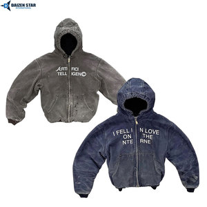 Sweat à capuche zippé surdimensionné épais en molleton 100 % coton pour l'hiver avec logo personnalisé - Product Image 5