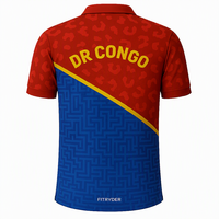 Maillot de football vintage respirant pour homme en coton, polyester et élasthanne imprimé, manches courtes, motif léopard, ODM, R.D. Congo