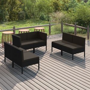 Petit ensemble de salon de jardin en rotin PE noir avec acier thermolaqué – Élégant et durable - Product Image 1