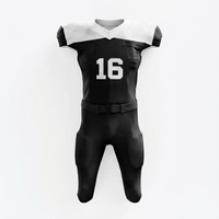 Ensemble de maillot de football américain noir pour homme, manches courtes, respirant, ajusté, en mesh, uniforme adulte, toutes saisons