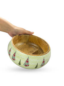 VeloraCraft - Tazón de Madera Esmaltada Artesanal, Diseño Bohemio Estampado de Primera Calidad para Frutas, Ensaladas, Bocadillos y Cenas Elegantes - Product Image 1