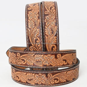 Matériau de qualité supérieure sculptée à la main ceinture d'outillage en cuir occidental en relief floral pour hommes avec boucle en laiton interchangeable - Product Image 2