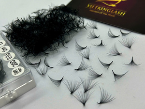 ขนตาปลอมแบบพัดสำเร็จรูป 20D 0.03 เมกะวอลลุ่ม ทำจากเส้นใยสังเคราะห์ สีดำด้าน ฐานเรียวบาง สำหรับต่อขนตา ขายส่ง รับผลิตแบรนด์ส่วนตัว - Product Image 6