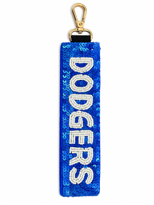 Porte-sac Dodgers perlé et coloré, avec paillettes bleues, accessoire de porte-clés tendance et à la mode, personnalisable en couleurs, noms, mots et logos - Product Image 4