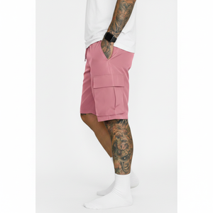 2026 Summer Classical Shorts Men Little <b>Elastic</b> Basic Solid Shorts 100% Cotton <b>Knee</b> Length Washed Cargo Shorts for Men - Product Image 4