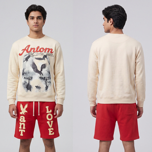 Ensemble short et t-shirt de sport pour homme grande taille, imprimé avec logo personnalisé, en coton respirant, idéal pour l'été - Product Image 1