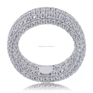 Bague Hip Hop Bling entièrement sertie de Moissanite plaquée Rhodium, sertie à griffes, en argent sterling 925, bijoux unisexe pour femmes et hommes, style streetwear - Product Image 3