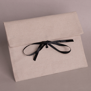 Factory Price Flap Custom Logo Cotton Flap Gift Bag Fold Over Packaging Pouch Ribbon Tie Textile Sleeve for Jewelry Bag - Product Image 4