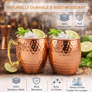 Moscow Mule Mug 500 ml | Stainless Steel Cocktail Mug with <b>Handle</b> | Hammered Drink Mug for Beer Cocktails Iced Drinks & Mocktai - Product Image 3