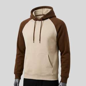 Men's Two Tone <b>Fleece</b> Hoodie | Cream <b>Brown</b> Pullover Sweatshirt | Warm Winter Outdoor Hoodie | Cozy Gift for Him Husband - Product Image 1