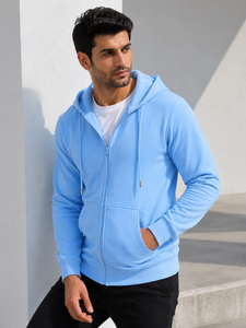 Sweat à capuche zippé pour homme, confortable, en tissu doux au toucher et au design pratique, idéal pour les tenues décontractées et les activités de plein air. - Product Image 5
