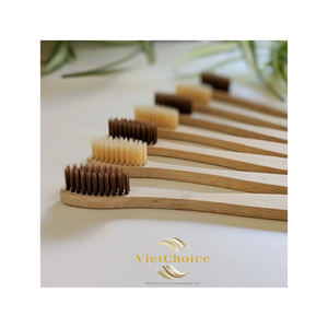 Brosse à dents de haute qualité 100% biodégradable, écologique, poils en nylon doux, manche léger et naturel, usage domestique, marque VIETCHOICE - Product Image 2
