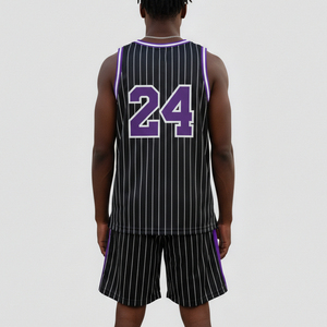 Tenue de basketball respirante à motif rayé, personnalisable et de haute qualité, pour hommes et femmes, avec impression par sublimation - Product Image 6