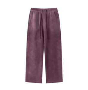 Pantalon de survêtement style urbain personnalisé en molleton bouclette avec logo, coupe évasée et jambe droite, 100 % coton, effet délavé à l'acide - Product Image 4