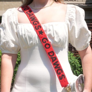 สายสะพายกระเป๋าแบบมีลูกปัดพร้อมชื่อสั่งทำ Star Go Dawgs สำหรับโรงเรียน สนามกีฬา มหาวิทยาลัย ทำจากผ้าฝ้าย ใหม่ สะพายข้าง ลายพิมพ์วันแข่งขัน ดีไซน์ไม่ซ้ำใคร - Product Image 1