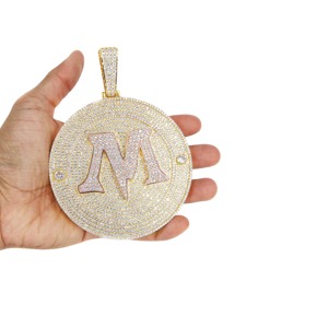 Colgante Personalizado de Plata 925 con Letra M, Diseño Elegante, Chapado en Plata, Moissanita, Estilo Hip Hop, Joyería Unisex LUXESHINE - Product Image 2
