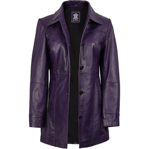 Manteau long en cuir véritable pour femme, trench-coat de luxe, longueur intégrale, fabrication sur mesure OEM, vente en gros - Product Image 1