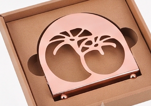 Copper Metal <b>Tissue</b> Box <b>Holder</b> Modern Standing Design With Palm Leaf Cutout For Tabletop Use Dining Use And <b>Kitchen</b> Use - Product Image 6