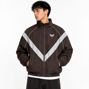 Veste coupe-vent en nylon marron personnalisée en gros, veste légère avec panneau réfléchissant OEM, vêtements d'extérieur, veste sportive coupe-vent pour homme - Product Image 1