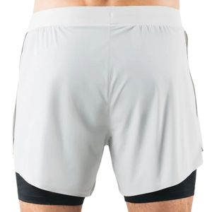 Shorts de course 2 en 1 pour homme, blanc et noir, respirants, pour la remise en forme, l'entraînement en salle de sport, les vêtements de sport, avec poche - Product Image 4