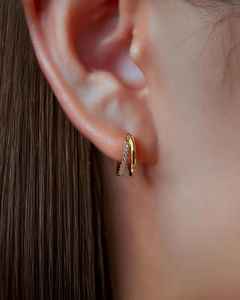 ต่างหูห่วงเพชรทรงกลมเพาะเลี้ยงในห้องปฏิบัติการ ทองคำแท้ 14K เรียบหรู สำหรับผู้หญิง ของขวัญแต่งงาน - Product Image 1