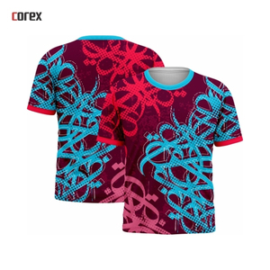 Maillot formel en polyester respirant pour homme, col rond, manches courtes, avec logo personnalisé en calligraphie imprimé par sublimation - Product Image 3
