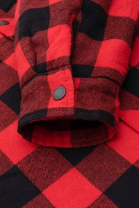 Men's Thick Sherpa Lined Canvas Checkered <b>Flannel</b> Hoodie Shirt <b>Jacket</b> with Hand Pockets Stand Collar Streetwear Patchwork Design - Product Image 4