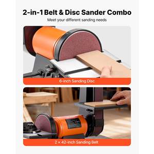 Sander à disque professionnel 420W 6 pouces, bande 2 pouces x 42 pouces, réglages d'angle multiples, bricolage, travail du bois, rénovation de meubles, couteau - Product Image 3