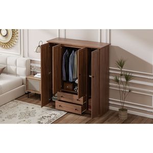 Armadio a 4 Ante Marrone con 2 Cassetti - Product Image 6