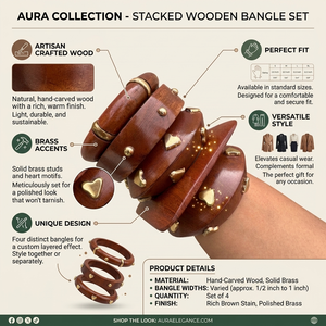 Bracelets en bois faits à la main avec incrustations en laiton, bijoux durables en bois de Sheesham, bracelets ethniques bohèmes avec bordure en laiton pour femmes - Product Image 6