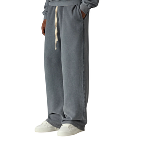 Mens Turn <b>Down</b> Collar Button Sweatshirt Tracksuit Set Matching Straight Leg <b>Trousers</b> Relaxed Fit Casual Two Piece Outfit OEM ODM - Product Image 5