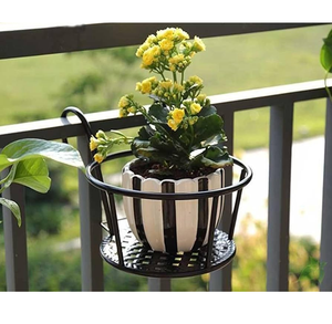 Decorative Metal Planter Pot Hanger Metal Hanging Planter Basket For Balcony Railings With Flower Pot Holder - Product Image 1