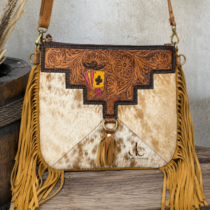 Hand Tooled Carving Leather Fringe <b>Tote</b> Bag Stylish Purse Cowhide Leather Bags for Women's Multi Use - Product Image 4