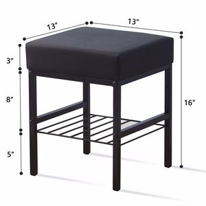 Moderno Pouf in Velluto 33x33x41 cm, Poggiapiedi Antiscivolo con Rivestimento in Velluto Peloso, Gambe in Metallo, Seduta Imbottita Morbida per Uso Domestico - Product Image 2