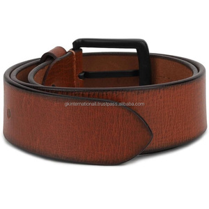 Cinturón informal de cuero de moda para hombres hechos a mano de alta calidad con hebilla de metal negro de lujo intercambiable todos los tamaños - Product Image 3