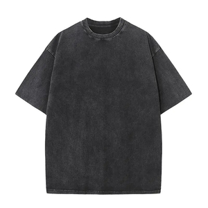 Camiseta Oversize de Algodón con Lavado Ácido para Hombre, Estilo Retro Vintage, para un Look Urbano Casual - Product Image 1