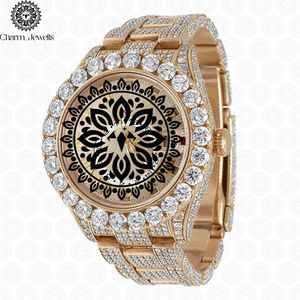 Charm Jewells Luxury Men's Stainless Steel Watch 40mm <b>Case</b> Analog Dial Diamond Bezel Auto Date <b>Display</b> 10 Bar Water Mechanical - Product Image 3