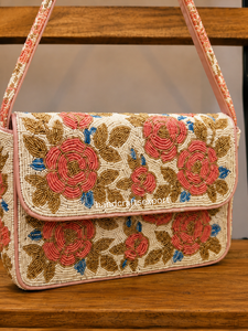 Bolso de Hombro de Lujo, Profesional, Moderno, Hecho a Mano, con Cuentas Florales, para Mujer |   Bolso de Noche Bordado Vintage para Novia |   Fuerte - Product Image 3