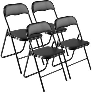 Set di 4 Sedie Pieghevoli con Telaio in Metallo Resistente, Cuscino Imbottito, Tavolo Portatile Pieghevole in Pelle per Uso in Parchi, Personalizzabile con Logo - Product Image 6