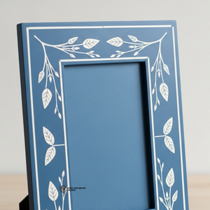 Cadre photo bleu fait main, incrustation d'os artisanale, décoration intérieure - Product Image 5