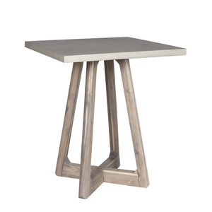 Modern Square <b>Bar</b> <b>Table</b> With Stone Top And Wood Trestle Base For Home <b>Bar</b> Use - Product Image 1
