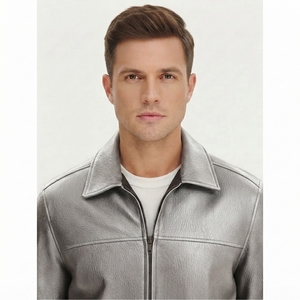 Chaqueta de Cuero Clásica para Hombre con Cierre Frontal y Bolsillos Laterales, Ropa Exterior Informal de Moda para Exteriores, Proveedor Mayorista Personalizado - Product Image 6